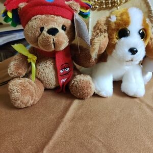 New Adorable TY  Beanie Barker Stuffed  Collectible With Big Eyes And M&M Bear